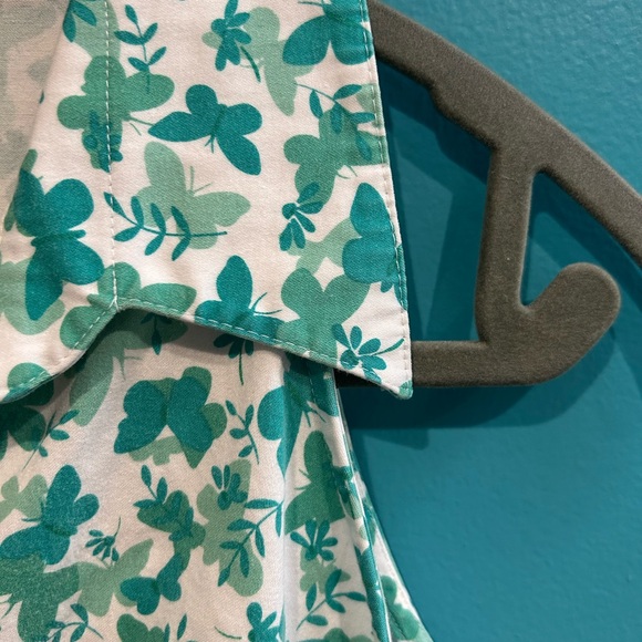 Cottagecore Vintage Butterfly Green and White Midi Dress Collared - Picture 6 of 8